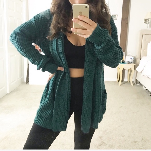 teal chunky cardigan